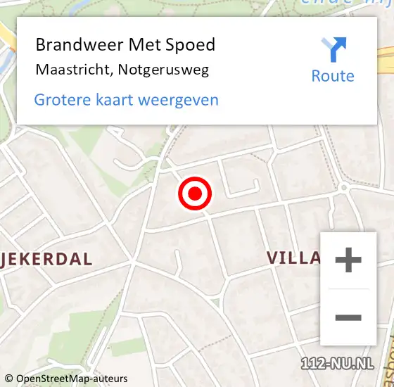 Locatie op kaart van de 112 melding: Brandweer Met Spoed Naar Maastricht, Notgerusweg op 13 november 2024 09:17