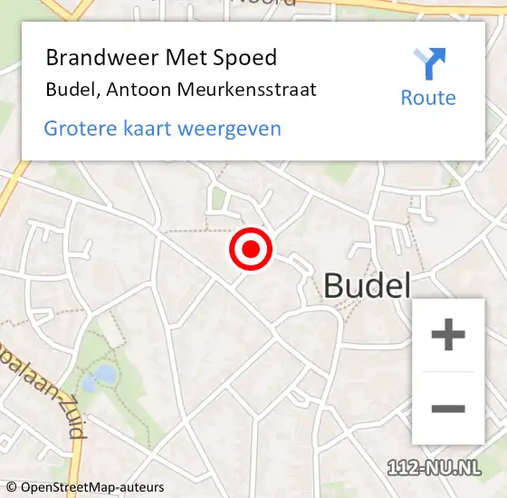 Locatie op kaart van de 112 melding: Brandweer Met Spoed Naar Budel, Antoon Meurkensstraat op 13 november 2024 09:48