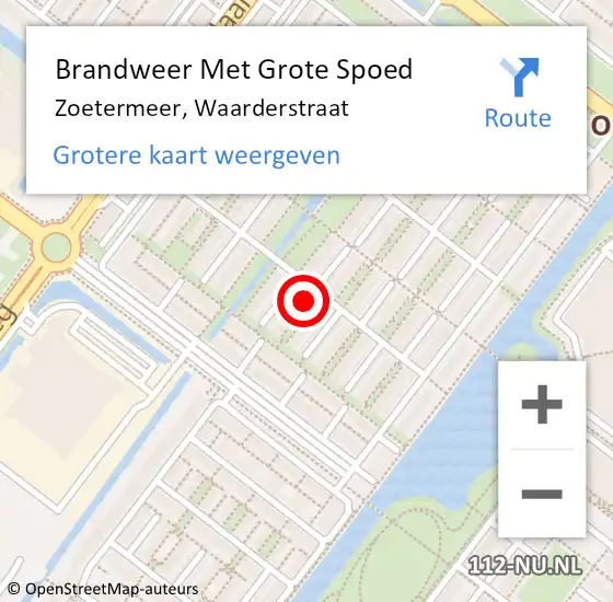 Locatie op kaart van de 112 melding: Brandweer Met Grote Spoed Naar Zoetermeer, Waarderstraat op 13 november 2024 09:51