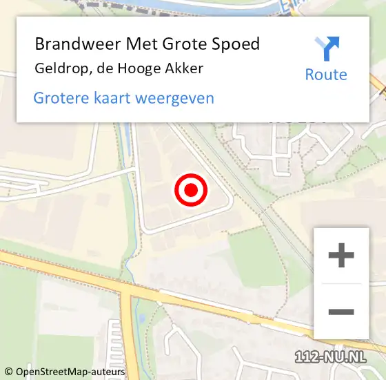 Locatie op kaart van de 112 melding: Brandweer Met Grote Spoed Naar Geldrop, de Hooge Akker op 13 november 2024 09:56