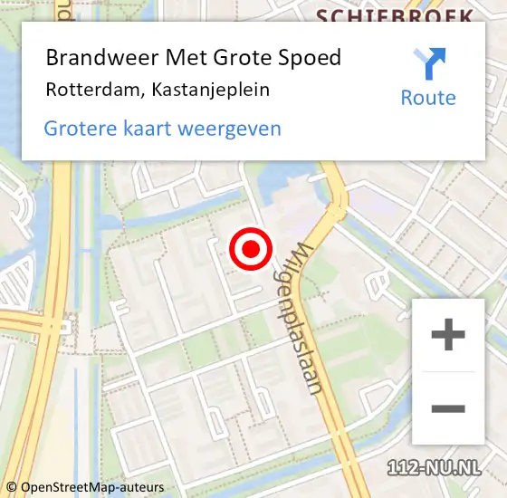 Locatie op kaart van de 112 melding: Brandweer Met Grote Spoed Naar Rotterdam, Kastanjeplein op 13 november 2024 10:07