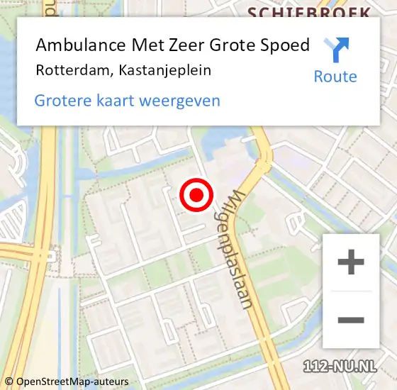 Locatie op kaart van de 112 melding: Ambulance Met Zeer Grote Spoed Naar Rotterdam, Kastanjeplein op 13 november 2024 10:08