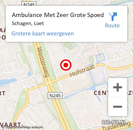 Locatie op kaart van de 112 melding: Ambulance Met Zeer Grote Spoed Naar Schagen, Loet op 13 november 2024 10:15