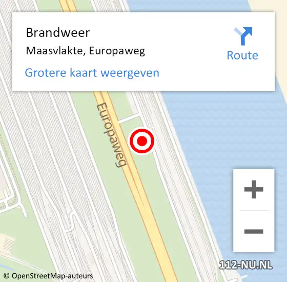 Locatie op kaart van de 112 melding: Brandweer Maasvlakte, Europaweg op 13 november 2024 10:19