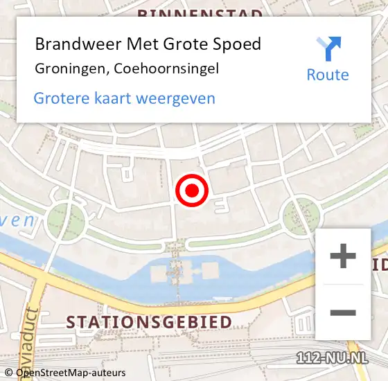 Locatie op kaart van de 112 melding: Brandweer Met Grote Spoed Naar Groningen, Coehoornsingel op 13 november 2024 10:24