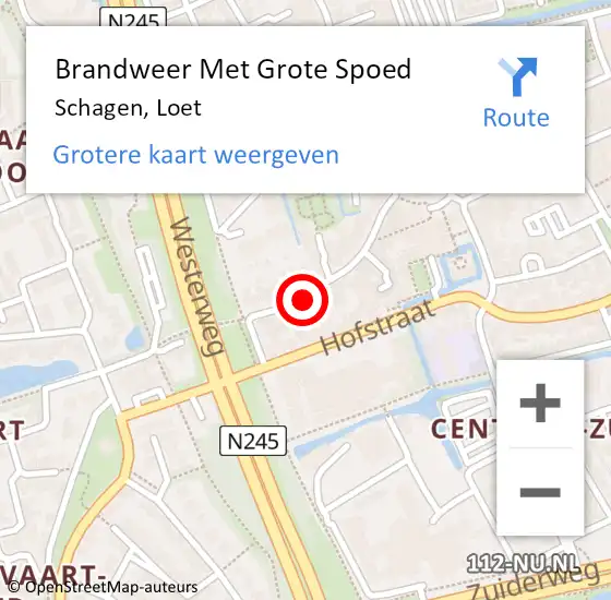 Locatie op kaart van de 112 melding: Brandweer Met Grote Spoed Naar Schagen, Loet op 13 november 2024 10:26