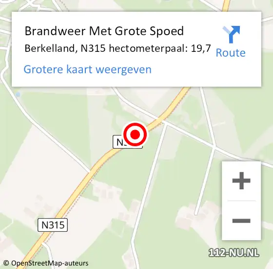 Locatie op kaart van de 112 melding: Brandweer Met Grote Spoed Naar Berkelland, N315 hectometerpaal: 19,7 op 13 november 2024 10:58