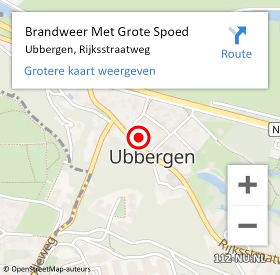 Locatie op kaart van de 112 melding: Brandweer Met Grote Spoed Naar Ubbergen, Rijksstraatweg op 13 november 2024 11:38