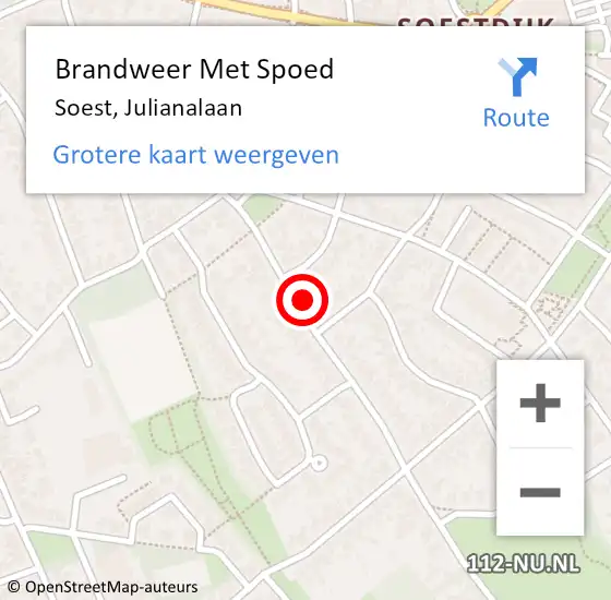 Locatie op kaart van de 112 melding: Brandweer Met Spoed Naar Soest, Julianalaan op 13 november 2024 11:40