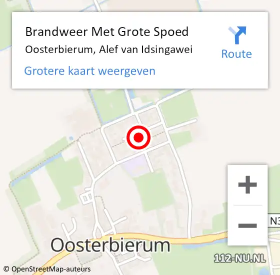 Locatie op kaart van de 112 melding: Brandweer Met Grote Spoed Naar Oosterbierum, Alef van Idsingawei op 13 november 2024 11:40