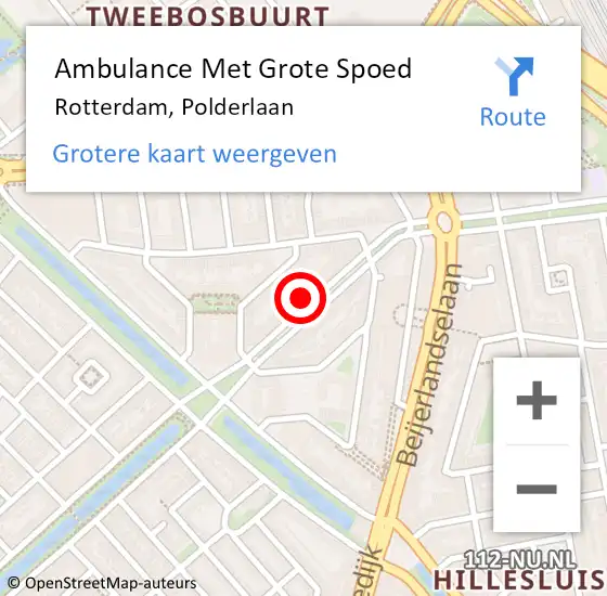 Locatie op kaart van de 112 melding: Ambulance Met Grote Spoed Naar Rotterdam, Polderlaan op 13 november 2024 11:41