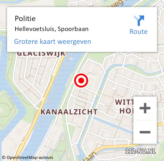 Locatie op kaart van de 112 melding: Politie Hellevoetsluis, Spoorbaan op 13 november 2024 11:43