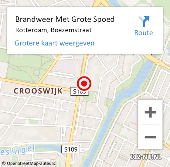 Locatie op kaart van de 112 melding: Brandweer Met Grote Spoed Naar Rotterdam, Boezemstraat op 13 november 2024 11:53