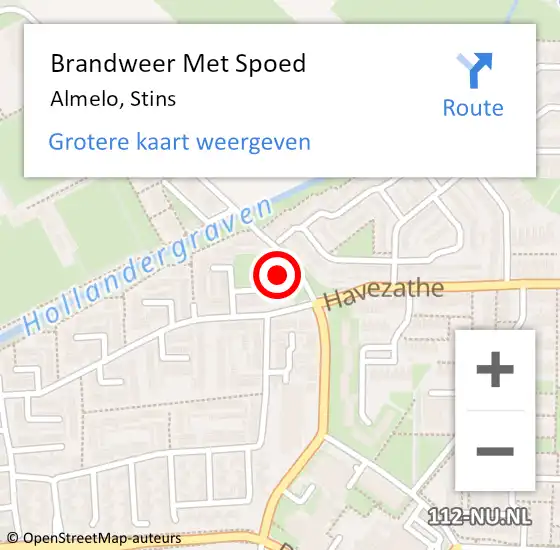 Locatie op kaart van de 112 melding: Brandweer Met Spoed Naar Almelo, Stins op 13 november 2024 12:04