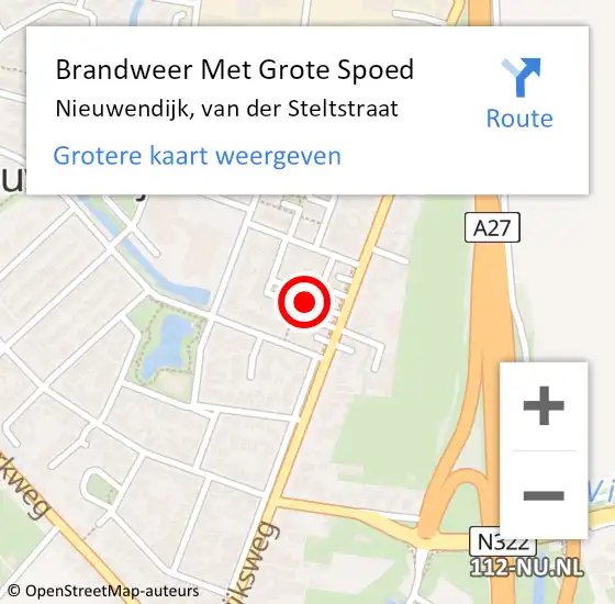 Locatie op kaart van de 112 melding: Brandweer Met Grote Spoed Naar Nieuwendijk, van der Steltstraat op 13 november 2024 12:09