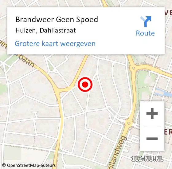 Locatie op kaart van de 112 melding: Brandweer Geen Spoed Naar Huizen, Dahliastraat op 26 oktober 2014 21:17