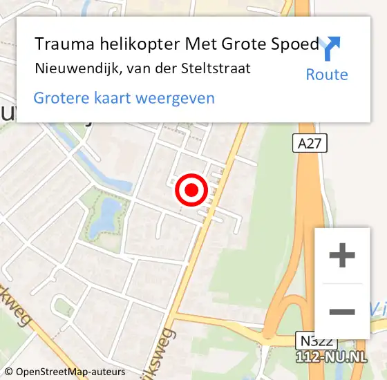 Locatie op kaart van de 112 melding: Trauma helikopter Met Grote Spoed Naar Nieuwendijk, van der Steltstraat op 13 november 2024 12:10