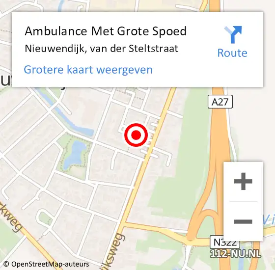 Locatie op kaart van de 112 melding: Ambulance Met Grote Spoed Naar Nieuwendijk, van der Steltstraat op 13 november 2024 12:11