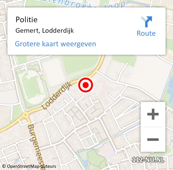 Locatie op kaart van de 112 melding: Politie Gemert, Lodderdijk op 13 november 2024 12:21