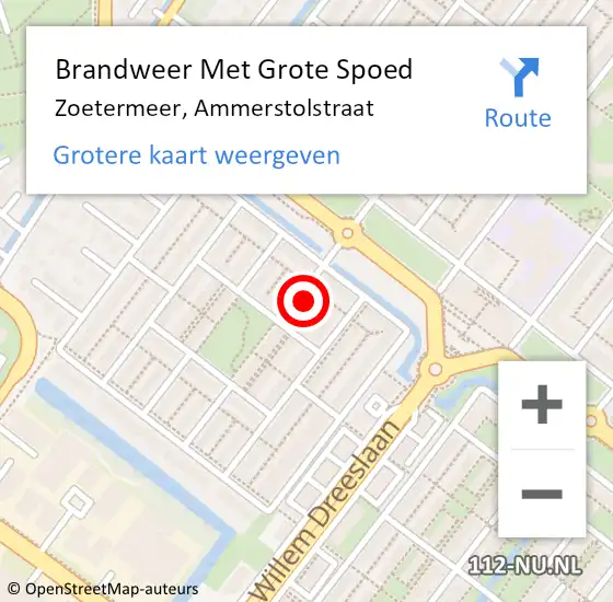 Locatie op kaart van de 112 melding: Brandweer Met Grote Spoed Naar Zoetermeer, Ammerstolstraat op 13 november 2024 12:34