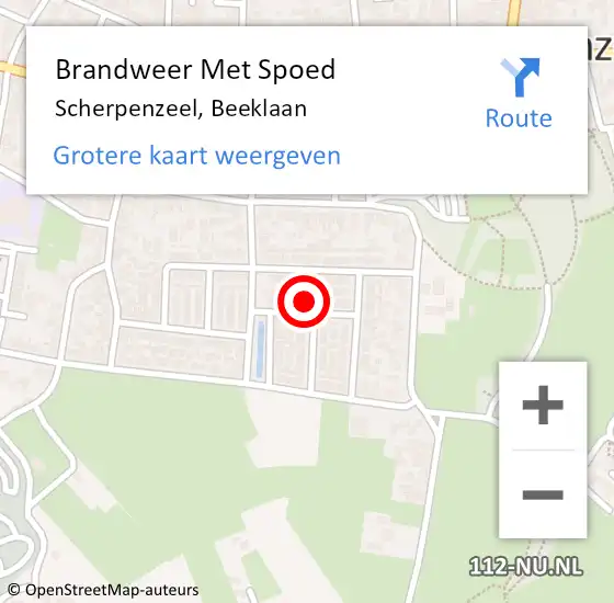 Locatie op kaart van de 112 melding: Brandweer Met Spoed Naar Scherpenzeel, Beeklaan op 13 november 2024 12:36