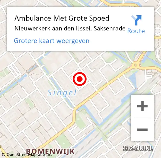 Locatie op kaart van de 112 melding: Ambulance Met Grote Spoed Naar Nieuwerkerk aan den IJssel, Saksenrade op 13 november 2024 12:41