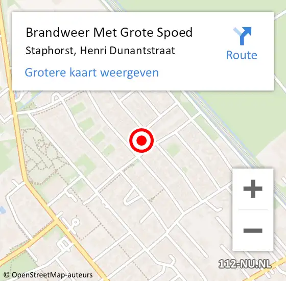 Locatie op kaart van de 112 melding: Brandweer Met Grote Spoed Naar Staphorst, Henri Dunantstraat op 13 november 2024 12:46