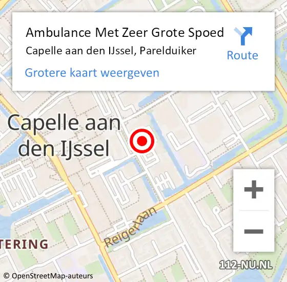 Locatie op kaart van de 112 melding: Ambulance Met Zeer Grote Spoed Naar Capelle aan den IJssel, Parelduiker op 13 november 2024 12:53