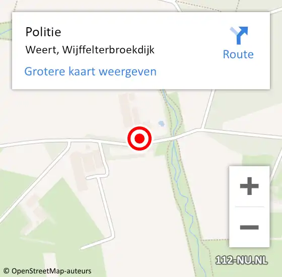 Locatie op kaart van de 112 melding: Politie Weert, Wijffelterbroekdijk op 13 november 2024 13:01