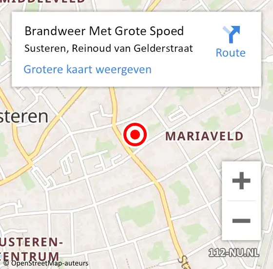 Locatie op kaart van de 112 melding: Brandweer Met Grote Spoed Naar Susteren, Reinoud van Gelderstraat op 13 november 2024 13:13