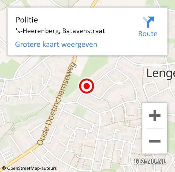 Locatie op kaart van de 112 melding: Politie 's-Heerenberg, Batavenstraat op 13 november 2024 13:37