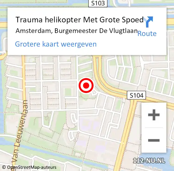 Locatie op kaart van de 112 melding: Trauma helikopter Met Grote Spoed Naar Amsterdam, Burgemeester De Vlugtlaan op 13 november 2024 13:42