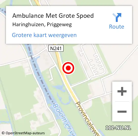 Locatie op kaart van de 112 melding: Ambulance Met Grote Spoed Naar Haringhuizen, Priggeweg op 13 november 2024 14:02