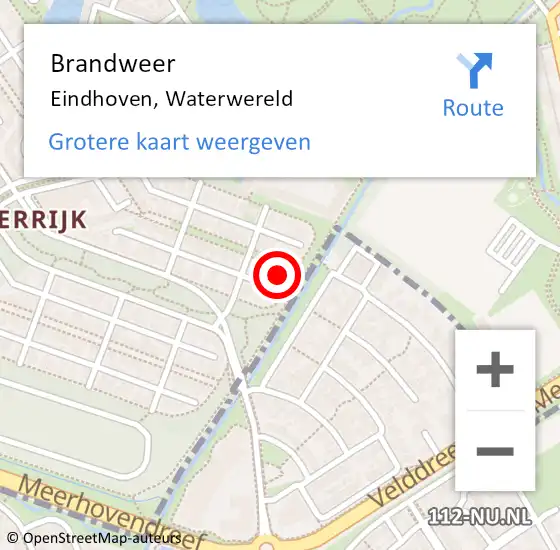 Locatie op kaart van de 112 melding: Brandweer Eindhoven, Waterwereld op 13 november 2024 14:03