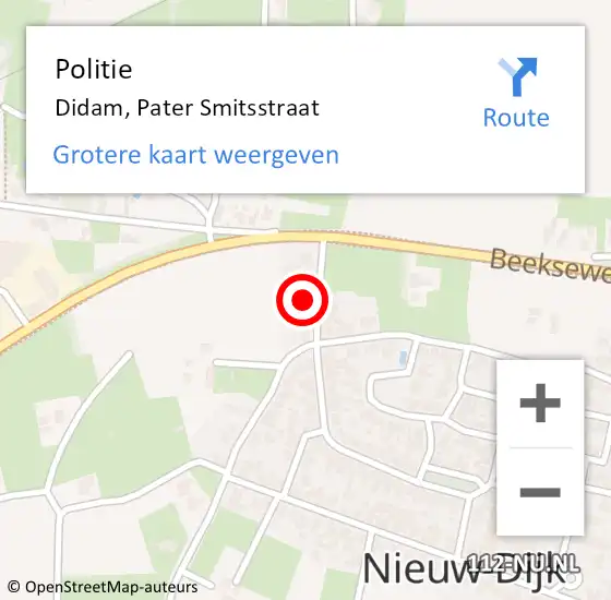 Locatie op kaart van de 112 melding: Politie Didam, Pater Smitsstraat op 13 november 2024 14:11