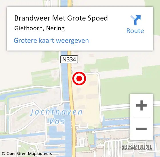 Locatie op kaart van de 112 melding: Brandweer Met Grote Spoed Naar Giethoorn, Nering op 13 november 2024 14:16