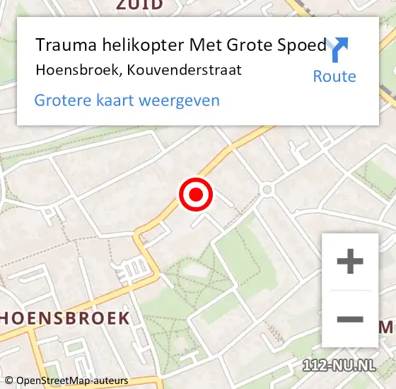 Locatie op kaart van de 112 melding: Trauma helikopter Met Grote Spoed Naar Hoensbroek, Kouvenderstraat op 13 november 2024 14:17