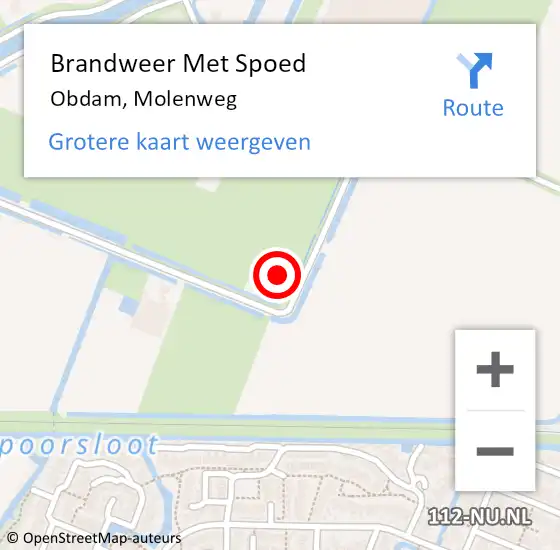 Locatie op kaart van de 112 melding: Brandweer Met Spoed Naar Obdam, Molenweg op 13 november 2024 14:18