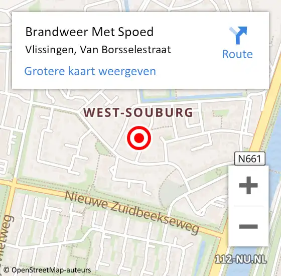 Locatie op kaart van de 112 melding: Brandweer Met Spoed Naar Vlissingen, Van Borsselestraat op 13 november 2024 14:55