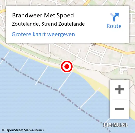 Locatie op kaart van de 112 melding: Brandweer Met Spoed Naar Zoutelande, Strand Zoutelande op 13 november 2024 15:07