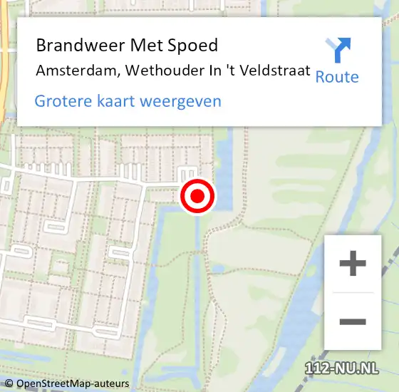 Locatie op kaart van de 112 melding: Brandweer Met Spoed Naar Amsterdam, Wethouder In 't Veldstraat op 13 november 2024 15:08