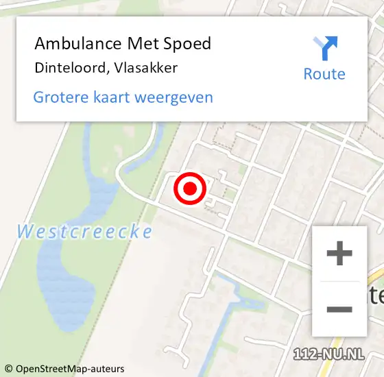 Locatie op kaart van de 112 melding: Ambulance Met Spoed Naar Dinteloord, Vlasakker op 26 oktober 2014 21:55