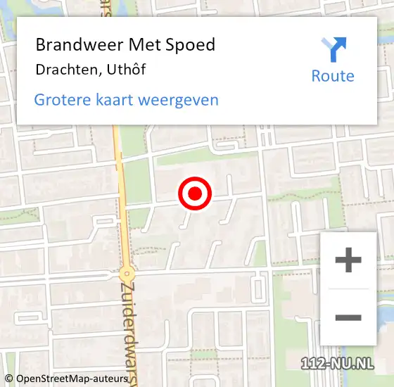 Locatie op kaart van de 112 melding: Brandweer Met Spoed Naar Drachten, Uthôf op 13 november 2024 15:42