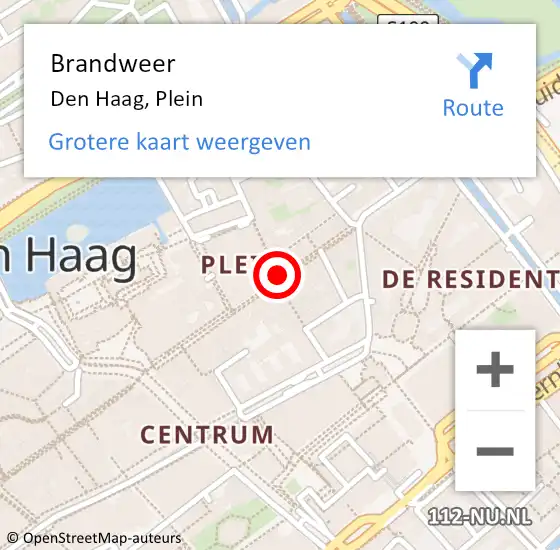 Locatie op kaart van de 112 melding: Brandweer Den Haag, Plein op 13 november 2024 16:06