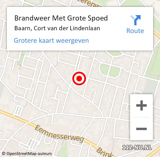 Locatie op kaart van de 112 melding: Brandweer Met Grote Spoed Naar Baarn, Cort van der Lindenlaan op 13 november 2024 16:11