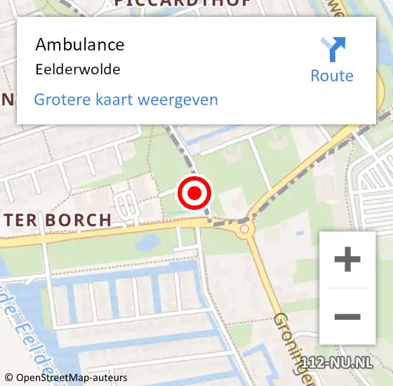 Locatie op kaart van de 112 melding: Ambulance Eelderwolde op 13 november 2024 16:17