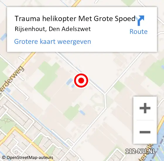 Locatie op kaart van de 112 melding: Trauma helikopter Met Grote Spoed Naar Rijsenhout, Den Adelszwet op 13 november 2024 16:22