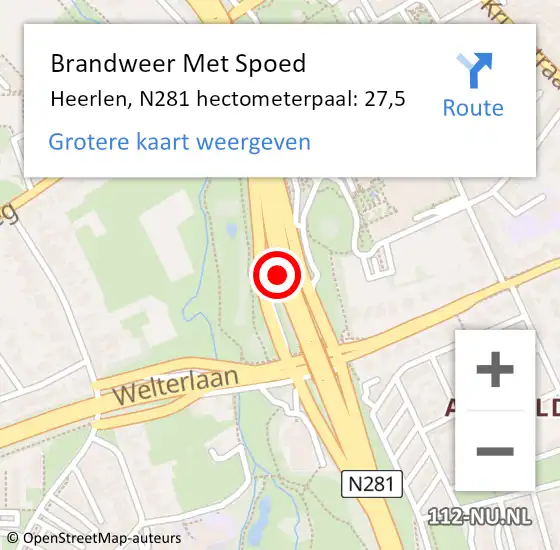 Locatie op kaart van de 112 melding: Brandweer Met Spoed Naar Heerlen, N281 hectometerpaal: 27,5 op 13 november 2024 16:31