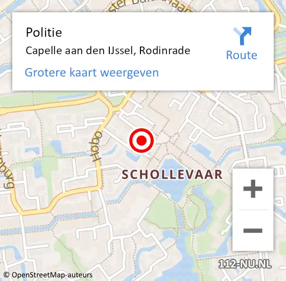 Locatie op kaart van de 112 melding: Politie Capelle aan den IJssel, Rodinrade op 13 november 2024 16:40