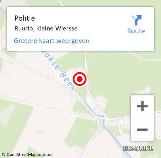 Locatie op kaart van de 112 melding: Politie Ruurlo, Kleine Wiersse op 13 november 2024 16:41